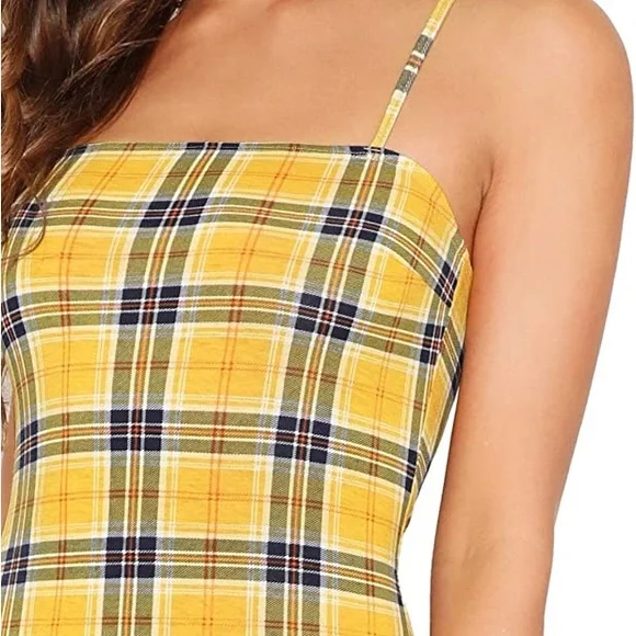 Women's Plaid Print Mini Cami Bodycon Dress. Size XS - Picture 5 of 8